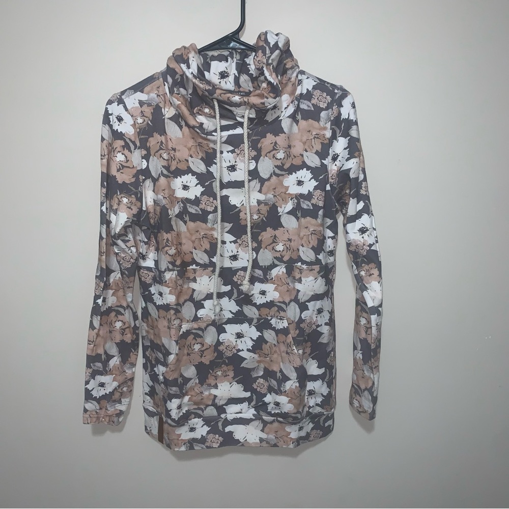 High neck floral sweatshirt